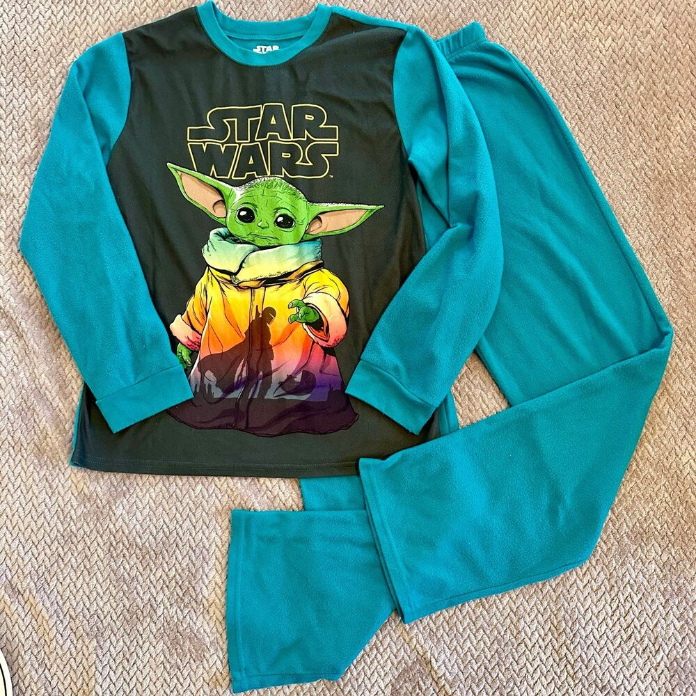 Youth Boys Stars Wars Grogu The Child Long Sleeve Pajamas PJ Set Size 14/16